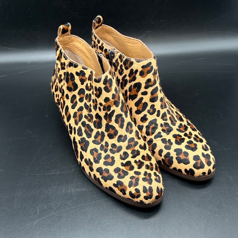 J.Crew Sawyer Calf Hair Womens Leopard Animal Ankle Boots Size 8.5 J8795 New